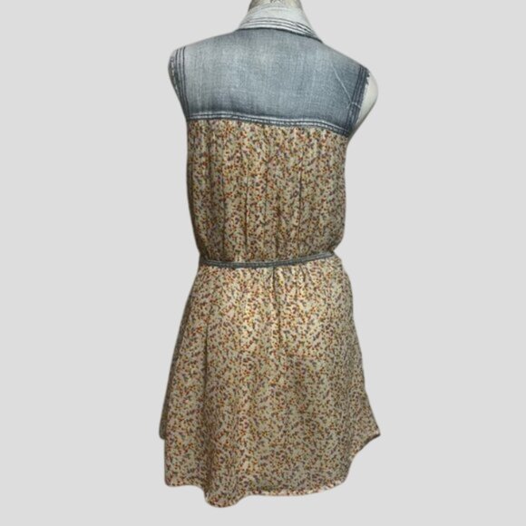 Denim & Floral Sleeveless Midi Summer Dress - Picture 2 of 11